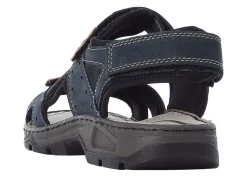 Discount Rieker , klassische Herren-Trekkingsandalen, aus Leder DUNKELBLAU