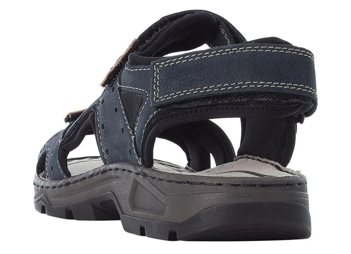 Discount Rieker , klassische Herren-Trekkingsandalen, aus Leder DUNKELBLAU