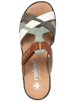 Rieker , leichte Damen-Pantoletten, mit Klettverschluss MULTICOLOR