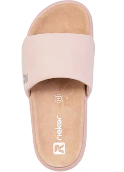 Discount Rieker , leichte Damen-Slides, mit gepolsterter Lederdecksohle ROSA