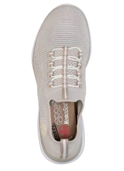 New BADER Rieker, leichte Damen-Sneaker, Weite G, mit MemoSoft-Textileinlage KIESEL