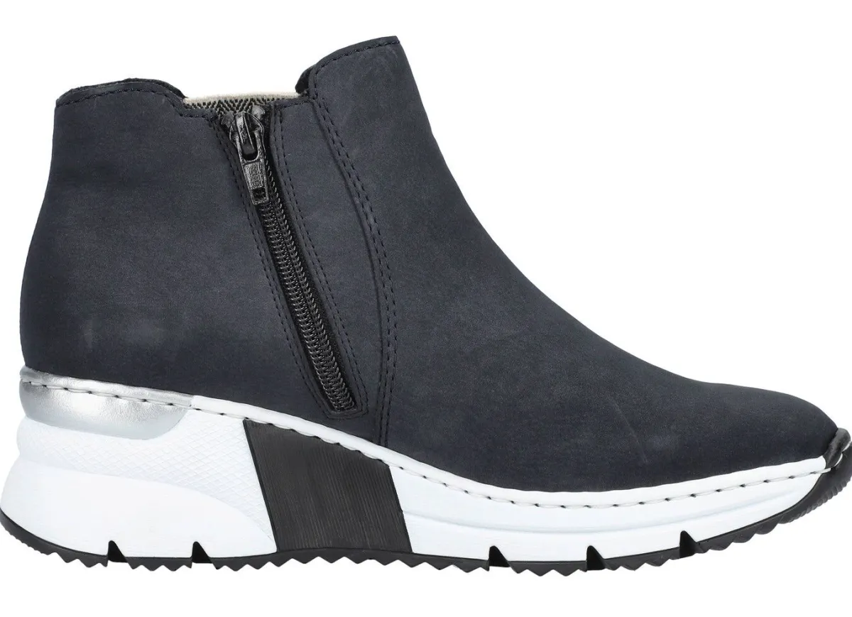 Hot Rieker , modische Damen-Boots, Weite G, mit Reißverschluss DUNKELBLAU