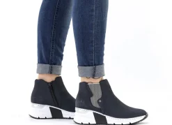 Hot Rieker , modische Damen-Boots, Weite G, mit Reißverschluss DUNKELBLAU