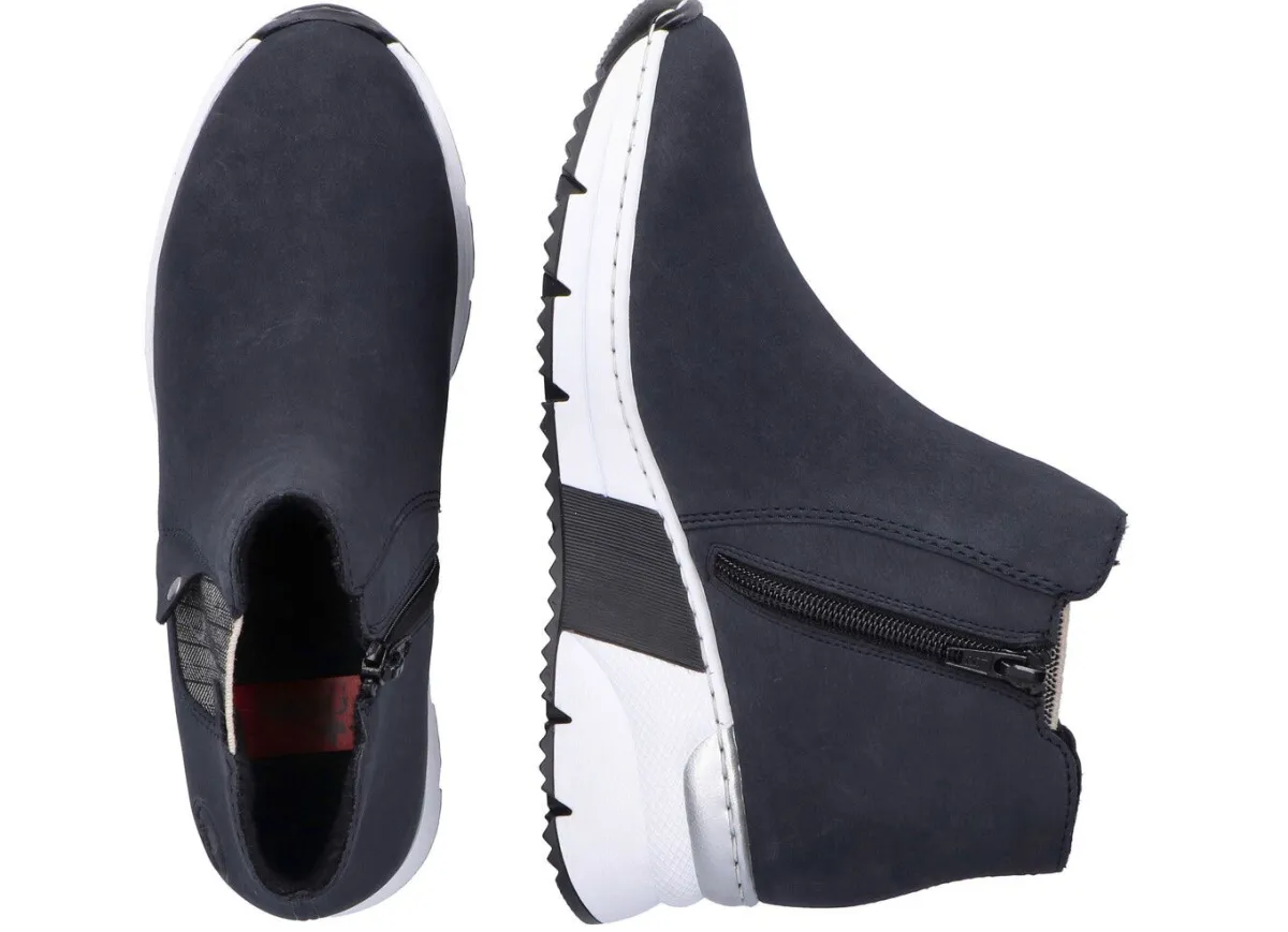 Hot Rieker , modische Damen-Boots, Weite G, mit Reißverschluss DUNKELBLAU