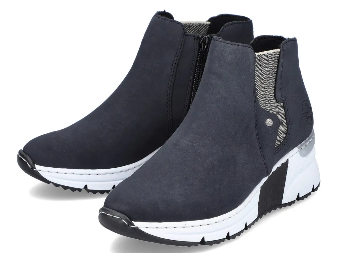 Hot Rieker , modische Damen-Boots, Weite G, mit Reißverschluss DUNKELBLAU