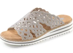 Sale Rieker , schicke Damen-Pantoletten, mit luftigen Durchbrüchen BEIGE