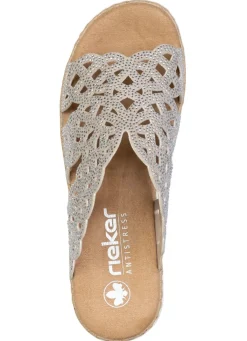 Sale Rieker , schicke Damen-Pantoletten, mit luftigen Durchbrüchen BEIGE