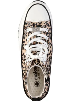 Discount Rieker Schnür-Bootie in Leo-Print oder Denim-Style BRAUN-SCHWARZ-WEISS
