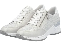 Sale Rieker Schnür-Sneaker aus bedrucktem Synthetikmaterial HELLGRAU-SILBER