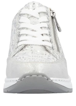 Sale Rieker Schnür-Sneaker aus bedrucktem Synthetikmaterial HELLGRAU-SILBER