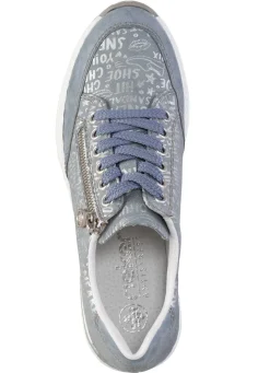 Rieker Schnür-Sneaker aus bedrucktem Synthetikmaterial HELLBLAU-SILBER