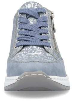 Rieker Schnür-Sneaker aus bedrucktem Synthetikmaterial HELLBLAU-SILBER