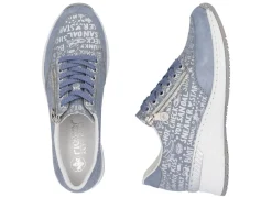 Rieker Schnür-Sneaker aus bedrucktem Synthetikmaterial HELLBLAU-SILBER