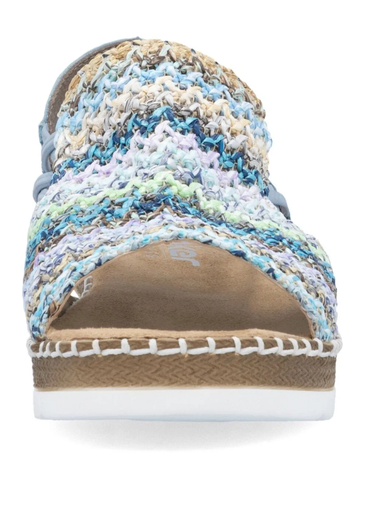 Hot Rieker , sommerliche Damen-Sandalen, mit seitlichen Elastik-Bandagen HELLBLAU-BUNT