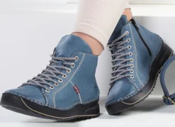 Discount Rieker , sportive Damen-Boots, Winterschuhe, mit Reißverschluss JEANSBLAU