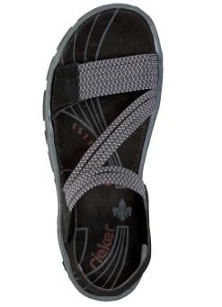 Rieker , sportliche Damen-Sandalen, mit zwei Klettspangen SCHWARZ