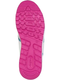New Rieker , sportliche Damen-Sneaker, mit herausnehmbarem Fußbett WEISS-JEANS-PINK