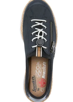 Outlet Rieker , sportliche Damen-Sneaker, mit MemoSoft Decksohle DUNKELBLAU
