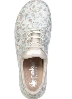 Discount Rieker , stilvolle Damen-Sneaker, mit elastischer Zierschnürung ECRU