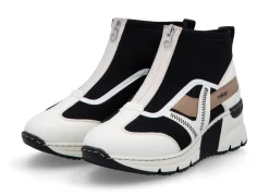 Clearance Rieker , stylische Damen-Boots, Weite G, mit herausnehmbarem Fußbett CREME-SCHWARZ-BRAUN