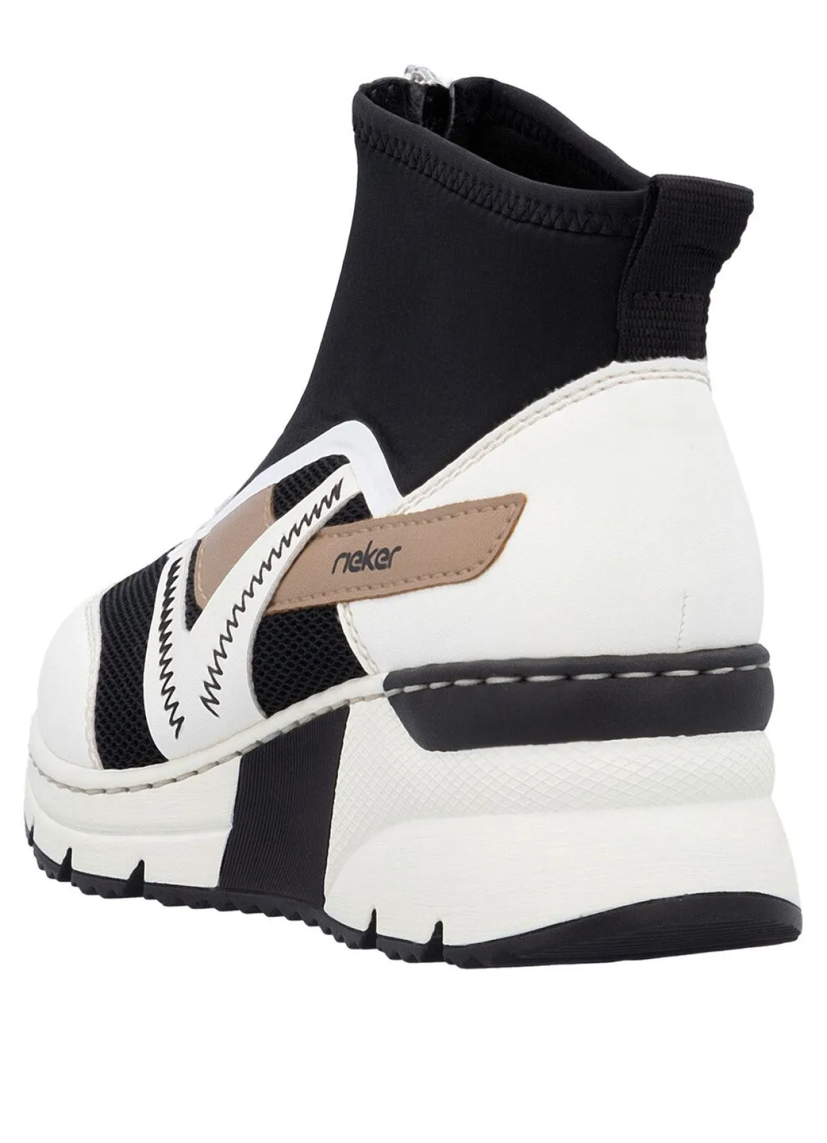 Clearance Rieker , stylische Damen-Boots, Weite G, mit herausnehmbarem Fußbett CREME-SCHWARZ-BRAUN