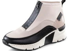 Clearance Rieker , stylische Damen-Boots, Weite G, mit Reißverschluss ECRU-SCHWARZ