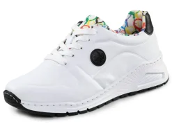 Rieker , stylische Damen-Sneaker, Weite H, mit herausnehmbarem Fußbett WEISS-SCHWARZ