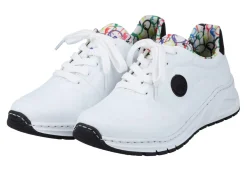 Rieker , stylische Damen-Sneaker, Weite H, mit herausnehmbarem Fußbett WEISS-SCHWARZ