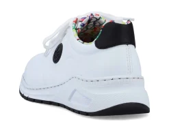 Rieker , stylische Damen-Sneaker, Weite H, mit herausnehmbarem Fußbett WEISS-SCHWARZ