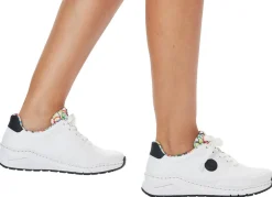 Rieker , stylische Damen-Sneaker, Weite H, mit herausnehmbarem Fußbett WEISS-SCHWARZ
