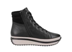 Outlet Rieker , trendige Damen-Boots, Winterschuhe, mit herausnehmbarem Fußbett SCHWARZ