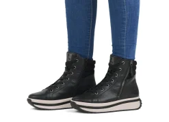 Outlet Rieker , trendige Damen-Boots, Winterschuhe, mit herausnehmbarem Fußbett SCHWARZ