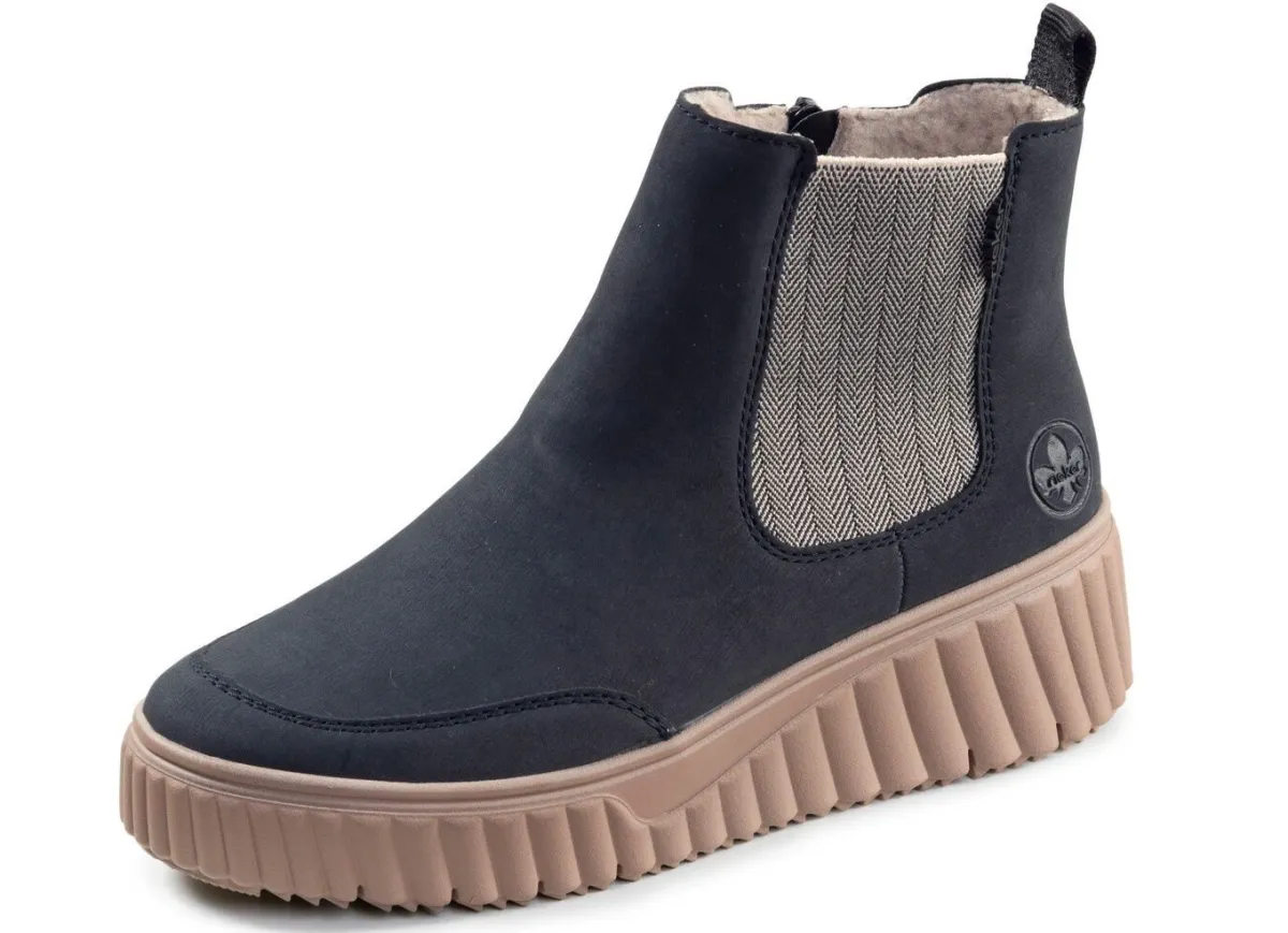 Sale Rieker , trendige Damen-Boots, Winterschuhe, mit herausnehmbarem Fußbett DUNKELBLAU