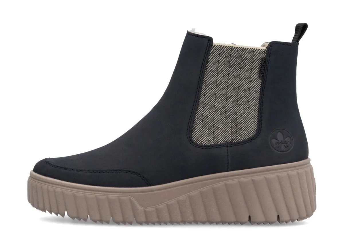 Sale Rieker , trendige Damen-Boots, Winterschuhe, mit herausnehmbarem Fußbett DUNKELBLAU