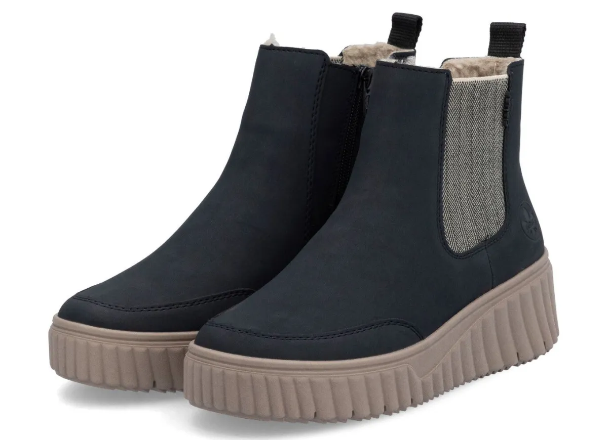 Sale Rieker , trendige Damen-Boots, Winterschuhe, mit herausnehmbarem Fußbett DUNKELBLAU
