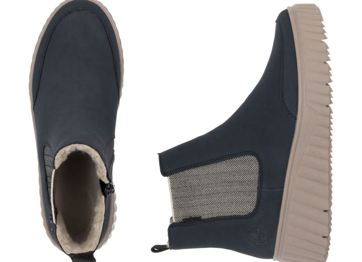 Sale Rieker , trendige Damen-Boots, Winterschuhe, mit herausnehmbarem Fußbett DUNKELBLAU