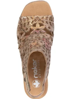 Best Rieker , trendige Damen-Sandaletten, mit Fersen-Klettverschluss MULTICOLOR