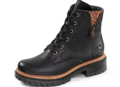 Outlet BADER Rieker, trendige Damen-Stiefeletten, Winterschuhe, mit Reißverschluss SCHWARZ-BRAUN