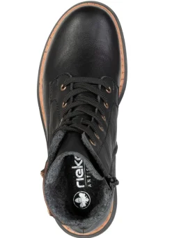 Outlet BADER Rieker, trendige Damen-Stiefeletten, Winterschuhe, mit Reißverschluss SCHWARZ-BRAUN