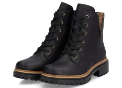 Outlet BADER Rieker, trendige Damen-Stiefeletten, Winterschuhe, mit Reißverschluss SCHWARZ-BRAUN