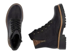 Outlet BADER Rieker, trendige Damen-Stiefeletten, Winterschuhe, mit Reißverschluss SCHWARZ-BRAUN