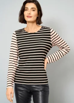 Clearance BADER Ringelshirt SAND-SCHWARZ