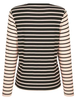 Clearance BADER Ringelshirt SAND-SCHWARZ