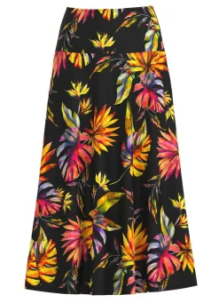 Hot KLAUS MODELLE MADE IN GERMANY Rock mit farbbrillantem Druck SCHWARZ-BUNT