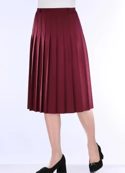 Hot KLAUS MODELLE MADE IN GERMANY Rock mit figurgünstigen Rundumfalten BORDEAUX