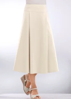 Hot KLAUS MODELLE MADE IN GERMANY Rock mit gelegten Falten BEIGE