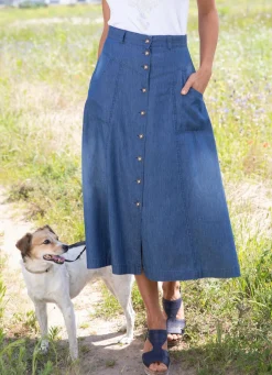 Discount BADER Rock mit Schmuckknöpfen JEANSBLAU