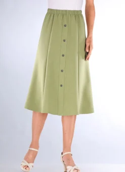 Sale KLAUS MODELLE MADE IN GERMANY Rock mit Zierknopfblende GRÜN MELANGE