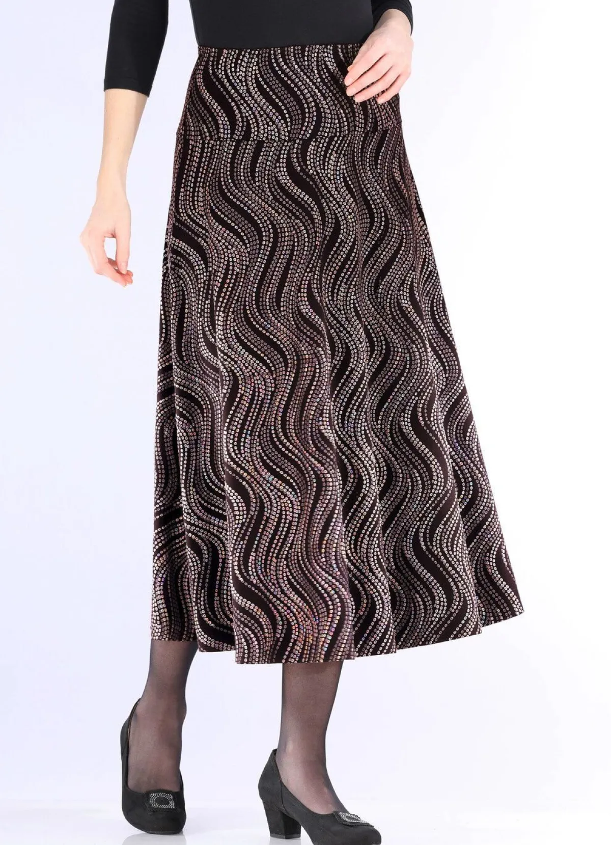 Online BADER Rock mit edel schimmerndem Glanzdruck SCHWARZ-BRAUN-MULTICOLOR