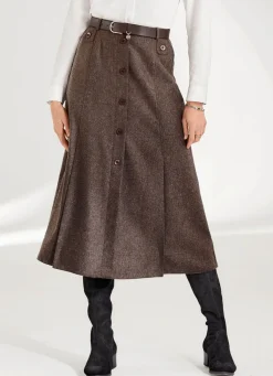 Hot BADER Rock mit schmückender Zierknopfblende TAUPE